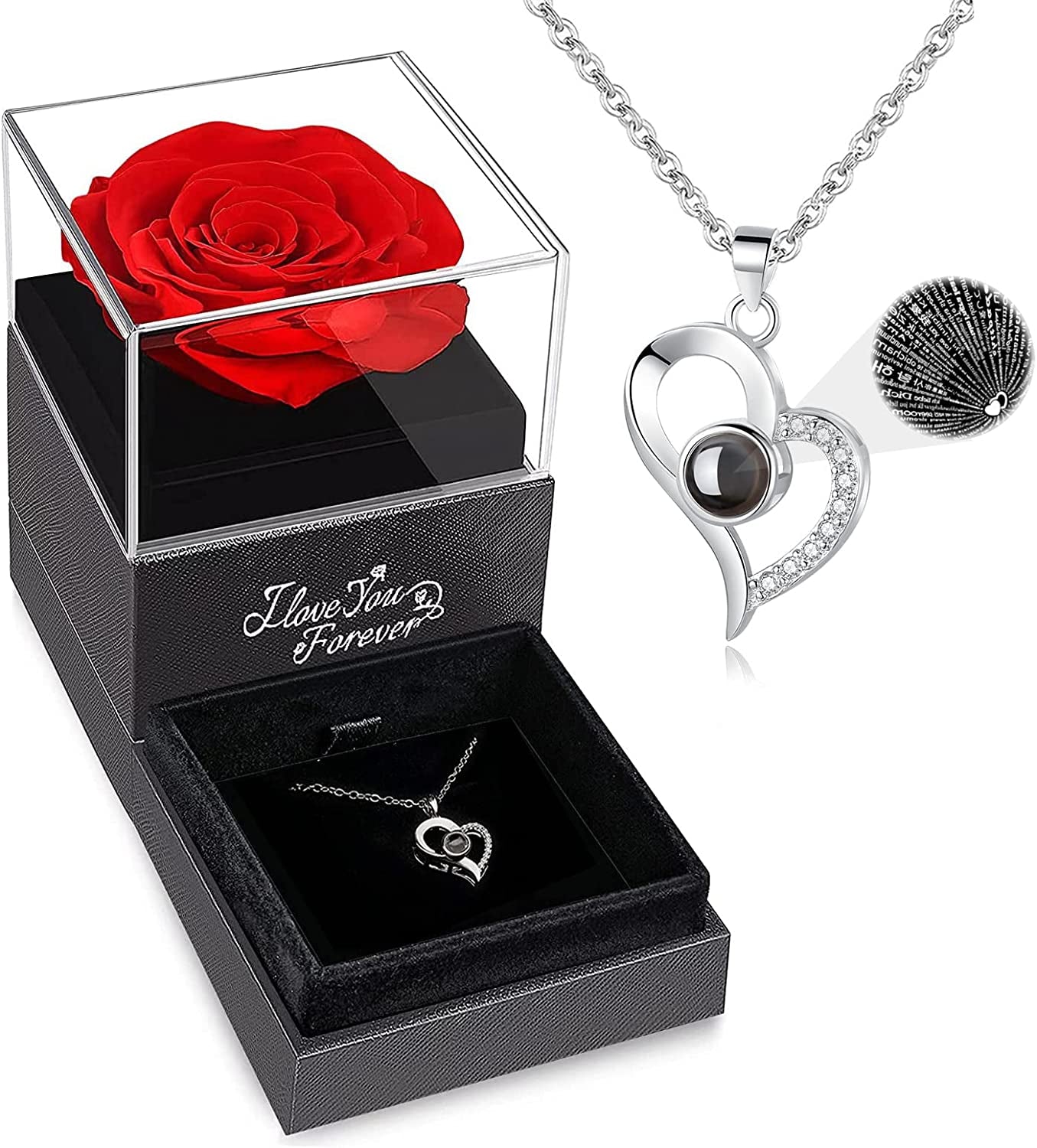 Preserved Real Rose with I Love You Necklace – Collective Hall